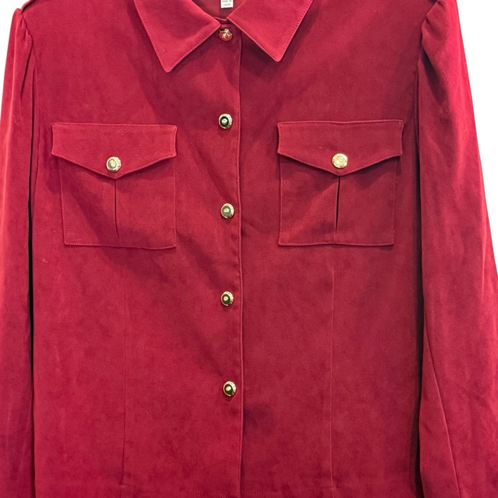 St. John Sport Crimson Vintage Military Inspired Blazer with Gold Accents sz S - Picture 2 of 13